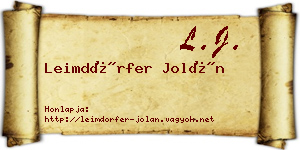 Leimdörfer Jolán névjegykártya